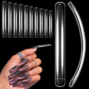 XXXXL Extra Long Nail Tips, BORNBYME 100Pcs Clear Curve Nail Tips Acrylic Full Straight Nail Tip