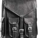 Handmade World Black Vintage Leather Backpack Laptop Messenger Bag Rucksack Sling for Men and Women (12" x 16")