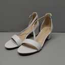 PARTY Women's Open Toe Ankle Strap Low Block Chunky Heels Sandals (8, White Pu B)