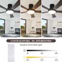 52 Inch Ceiling Fans with Lights and Remote, Flush Mount Black Ceiling Fan, 5 Blades, Dimmable, Reversible Motor, 3-Color Temperatures, 6 Speeds for Bedroom, Living Room, Patio