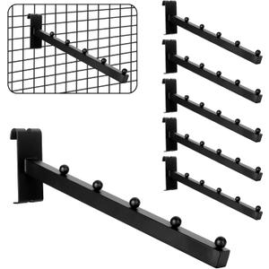 6 Pack Gridwall Waterfall Hooks 5 Ball, 12 Inch Gridwall Clothes Hanger Gridwall Waterfall Faceouts for Wire Grid and Grid Wall, Grid Wall Accessories for Garment Retail, Home and Garage (Black)