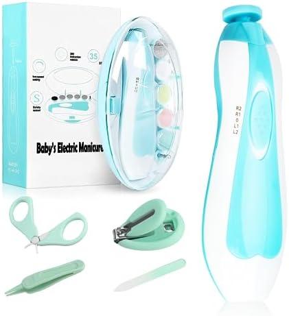 Baby Electric Nail File, 8 in 1 Safe Baby Nail Trimmer, Baby Nail Clippers with 6 Grinding Heads, Baby Nail Care Kit for All Ages