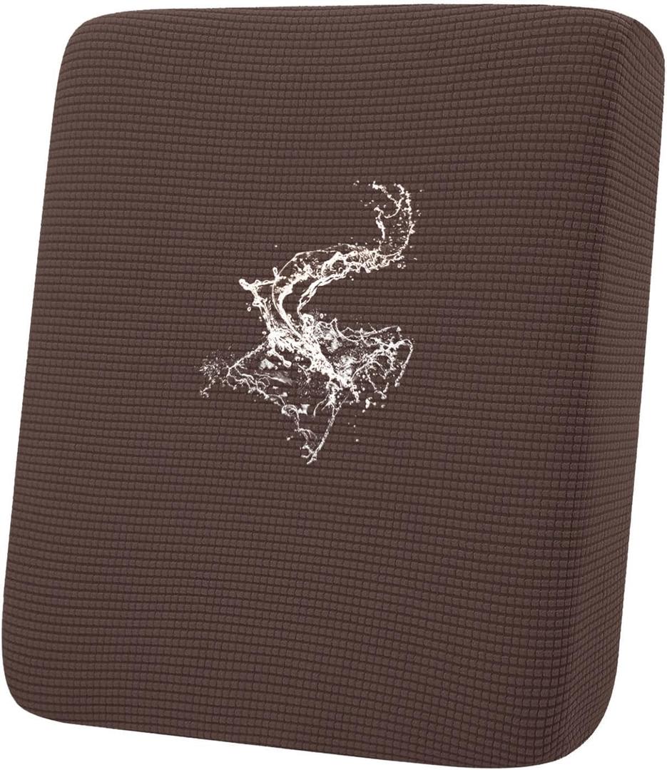 hyha Waterproof Couch Cushion Covers for Pets, Non Slip Sofa Seat Cover for Dogs Washable, Soft Thick Stretch Jacquard Fabric, Sofa Slipcovers with Elastic Bottom (1 Piece for Backrest L, Brown)