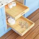 Pull Out Cabinet Organizer, 1PC 15” W x 21” D Soft Close Slide Out Wood Drawer Storage Shelves for Kitchen, Base Cabinet Organization for Pantry, Finished, Heavy-Duty, Bottom Assembly