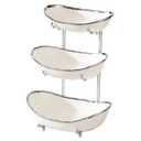jessie 3 Tier Fruit Bowls for Kitchen Counter,Ceramic Large Fruit Basket Stand,Metal Fruit Serving Tray Snacks Nuts Cake Storage Holder 