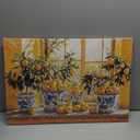 XLMDYYSW Lemon Wall Art Citrus Prints for Kitchen Wall Decor Yellow Fruit Pottery Canvas Picture Blue Classical Painting for Farmhouse Bathroom Framed (Orange, 16.00" x 24.00")