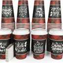 Disposable Coffee Cups with Lids for 100 Guests 16 oz, Christmas Buffalo Plaid Hot Cups for Coffee/Tea/Water/Juice, Xmas Premium Party Tableware Sets for Holiday, Winter, School, Family