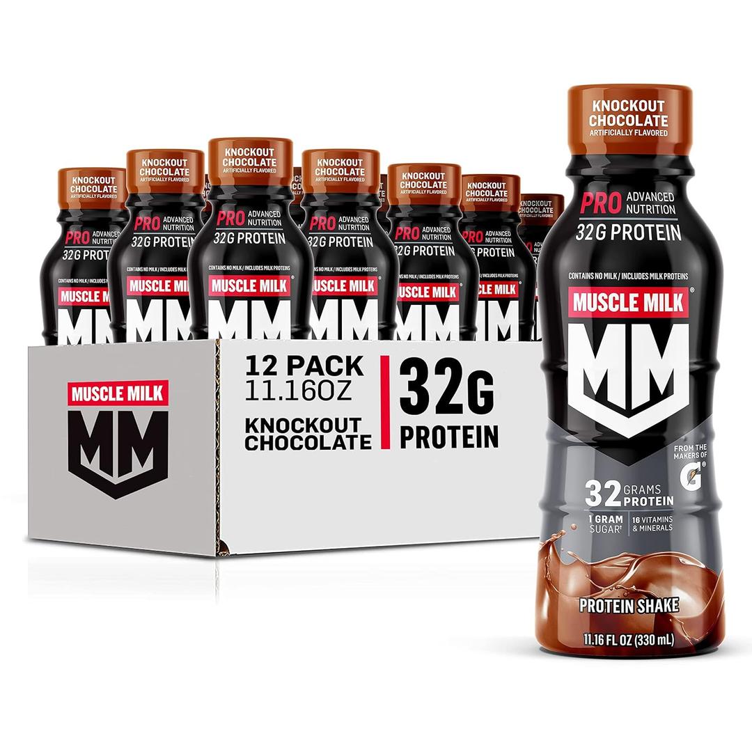 Muscle Milk Pro Series Protein Shake, Knockout Chocolate, 32g Protein, 11.16 Fl Oz (Pack of 12) BBD: Dec10/26
