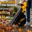 40V Cordless 3-in-1 Leaf Blower Vacuum Mulcher
600 CFM 160 MPH Leaf Vacuum with 40L Collection Bag & 2×4.0Ah Batteries for Lawn, Yard & Patio Cleanup, Yellow