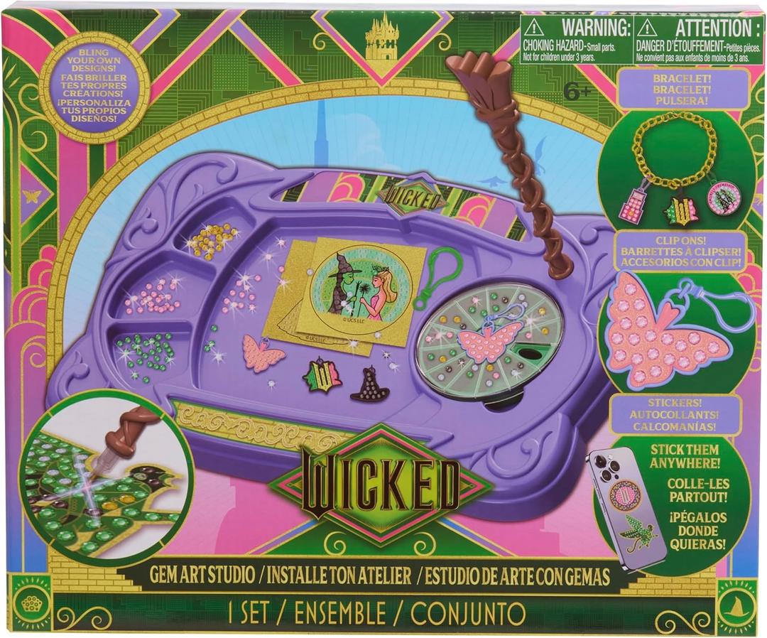 Universal Wicked Gem Art Studio  DIY Jewelry & Charm Craft Kit with Gems, Stickers & Workstation, Kids Craft Set Holiday Gift Ages 3+