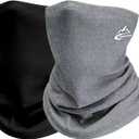 Winter Neck Gaiter for Men Women, Soft Thermal Fleece Neck Warmer Face Cover Scarf for Cold Weather (Black+dark Grey)
