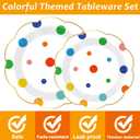 96 Pcs Colorful Birthday Plates and Napkins Colorful Polka Dots Party Supplies Rainbow Dots Tableware Table Decorations Confetti Plates Napkins Rainbow Party Favor for Baby Shower Wedding 24 Guests