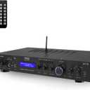 Pyle 5-Channel Rack Mount Bluetooth Receiver & Home Theater Amp - 200W Speaker Amplifier with MP3/USB/SD/AUX/FM - Digital ID3 LCD Display - Wireless Streaming - Built-In Microphone Input - PDA7BU