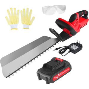 20 Inch Cordless Hedge Trimmer & Bush Trimmer,21V 2Ah Battery and Charger Included (Red)