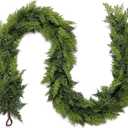 Norfolk Cedar Garland, 6FT Green Garland Christmas for Mantle Stair Railing Fireplace Door Decorations