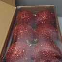 6 Pcs 4 Inch Christmas Tree Tinsel Ornaments for Tree Glitter Sequin Hanging Ornaments Christmas Tinsel Balls Decorations Shatterproof for Xmas Party Holiday Decor Red