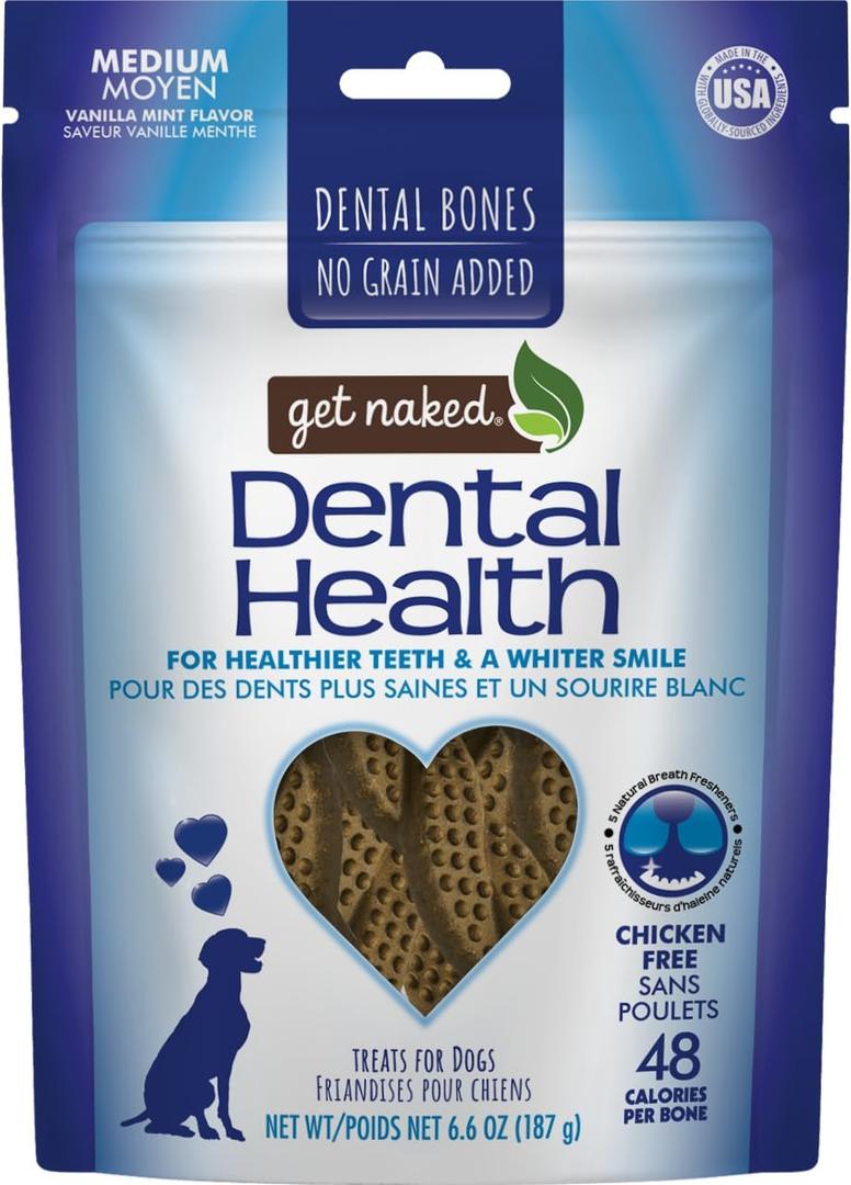 Get Naked Grain-Free Medium Dental Chew Bone 6.6Oz Bag (0.66 Ounce (Pack of 10))