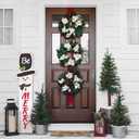 Winter Snowman Be Merry Welcome Porch Sign For Front Door Christmas Snowflake Wooden Vertical Welcome Sign Yard Standing For Patio Front Door Porch Wall Yard Home Decor Indoor Outdoor 47.2" X 7.8