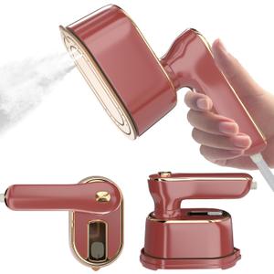Travel Steamer Iron for Clothes - Portable Ironing Machine Small Size Portable Steamer Travel College Dorm Home Essentials (Winered)
