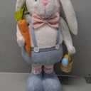 unanscre Large Easter Bunny Gnome Plush Decoration - Standing Rabbit Gnome Stuffed w/Retractable Spring Leg(20-30) Handmade Hold Easter Eggs Basket & Carrot Doll for Home Ornament Farmhouse Decor