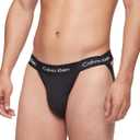 Calvin Klein Men's Cotton Stretch 3-Pack Jock Strap (X-Large, Black)