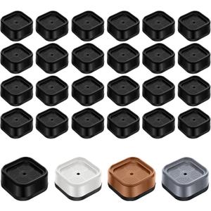 shouwuhho 24 Pack Furniture Risers Adjustable Bed Risers Heavy Duty Lifts Height 1", Square Stackable Bed Risers 1, 2 or 3 Inch for Desk Leg Table Couch Sofa Chair Bed Frame Legs Dorm, Black