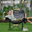 KingCamp Camping Chair, Heavy Duty 500lbs Folding Couch for Adults, Padded Comfortable Sofa Seat with Cooler Bag Cup Holder for Outdoor Sports Fishing Patio Lawn