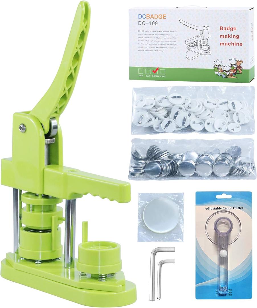 Button Maker Machine, (3rd Gen) Installation-Free 32mm(1.25 in) DIY Pin Button Maker Press Machine Kit, Badge Punch Press Machine with Free 500pcs Button Parts & Pictures & Circle Cutter