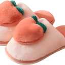 Fuzzy Slipper Winter Fluffy Slippers Peach Cute Slippers For Women Comfortable Warm House Shoes Slippers (M)