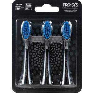 PRO-SYS Black VarioSonic Electric Toothbrush Replacement Head (V200M Normal Soft), Burst Brush Head, Pack of 3