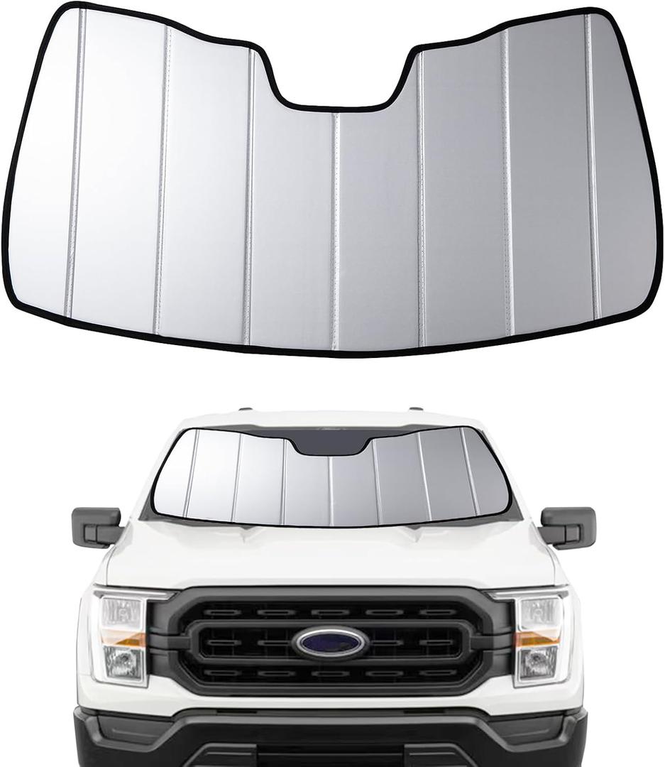 2021-2026 F150 Windshield Sun Shade for Ford F-150 2021 2022 2023 2024 2025 2026(Lariat, King Ranch, Platinum, XL, STX, XLT, Limited, Tremor, Raptor) Front Window Sunscreen Sunshade