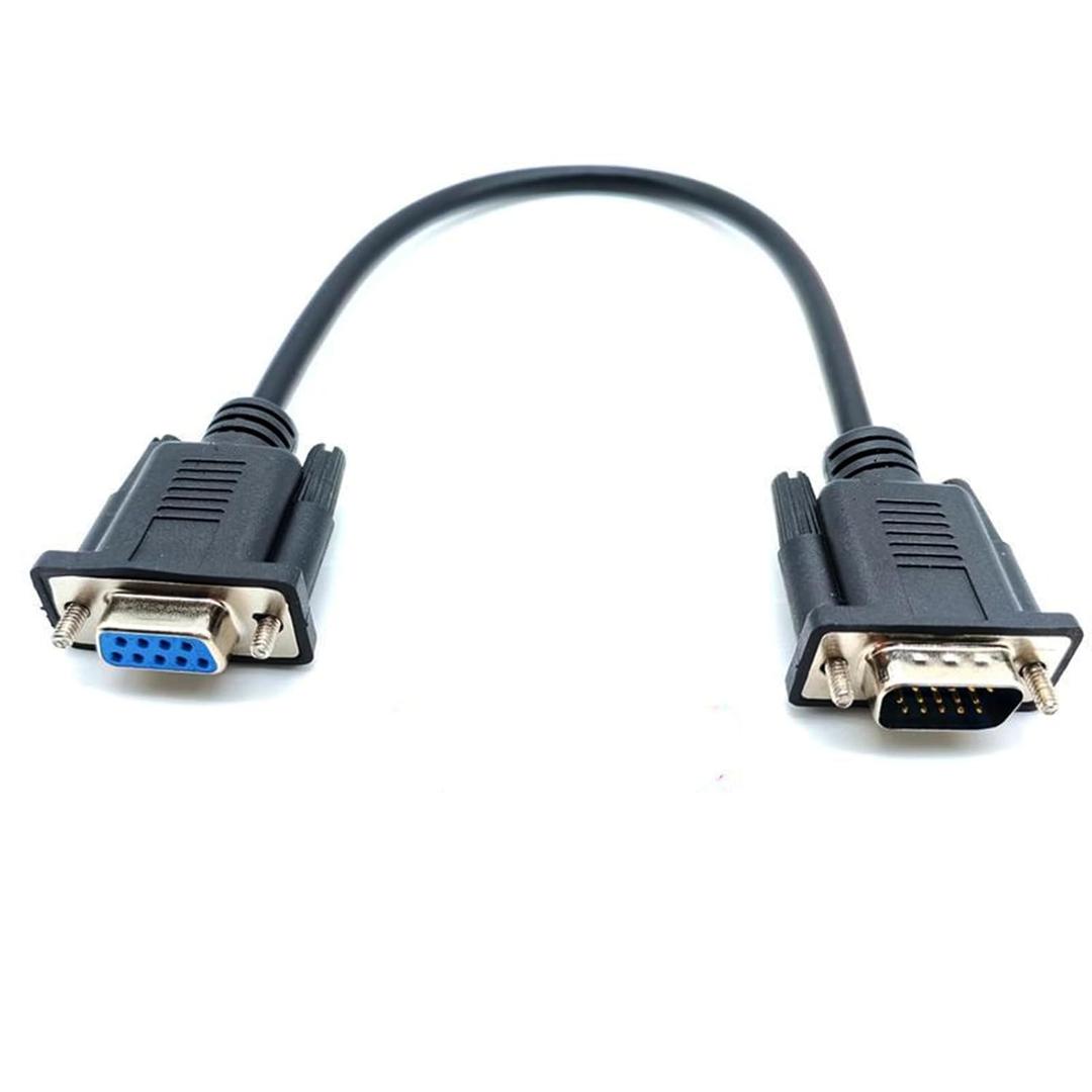 DB9 Female to VGA Male 15Pin Three-Row Signal Transmission Cable, VGA to DB9 Serial RS232 Data Cable for Mutual Transmission of Signals Between 9Pin Video Devices and Computers 2Meter