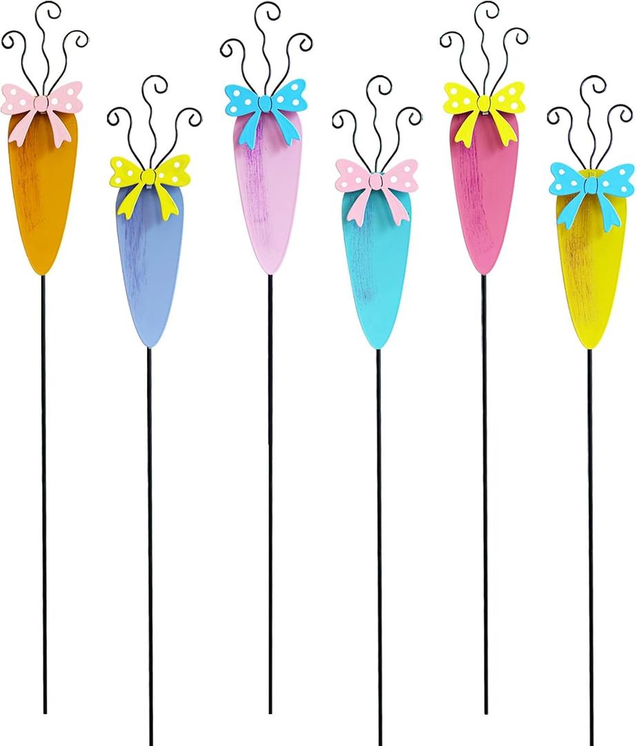 6 Packs Carrot Decorative Garden Stakes Easter Decorations,Cute Carrot Metal Yard Signs,Happy Easter Decorations Outdoor Yard for Spring Home Outside Lawn Front Porch Lawn Backyard Decor