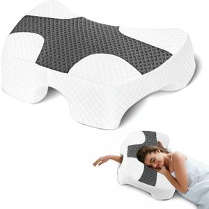 Side Sleeper Pillow with Arm Hole, Shoulder Relief System, Arm Pillow for Neck and Shoulder Pain, Premium Memory Foam, Suitable for Side, Back and Stomach Sleepers - Grey (6in Height)
