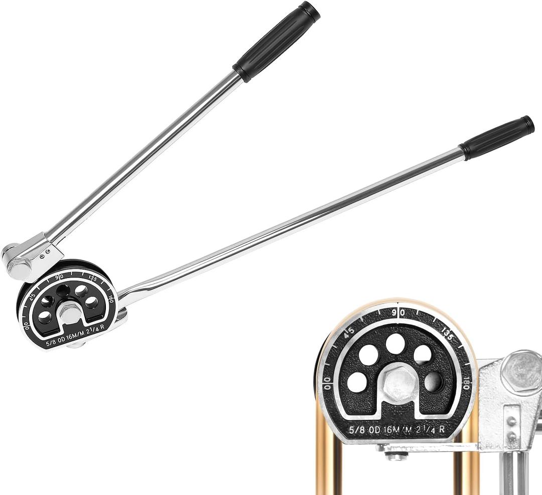 QWORK Manual Pipe Tube Bender, Only for 5/8" OD Soft Copper/Aluminum/Stainless Steel Pipes, 180 HVAC Copper Aluminum Tube Bending Tool Roller Type Pipe Bender