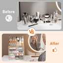 Delamu 3pc 6-Drawer Makeup Organizer Countertop Cosmetic Organizer for Vanity | Bathroom | Skincare | Perfume | Lipstick Storage, Casual Pairing No Assembly, Crystal Clear with Luxe Gold Trim