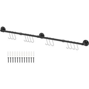 uxcell Wall Mounted Towel Rack, Industrial Pipe Towel Bar, Bathroom Hardware Towel Bar Accessory, Kitchen Pot Rack DIY Rustic Iron Bathroom Towel Rack Holder (63 Inch)