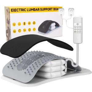 Electric Back Stretcher with EMS Pulse Massage Adjustable Lumbar Support Board with Remote Control, Lower Back Cracker for Home Relaxation and Muscle Relief