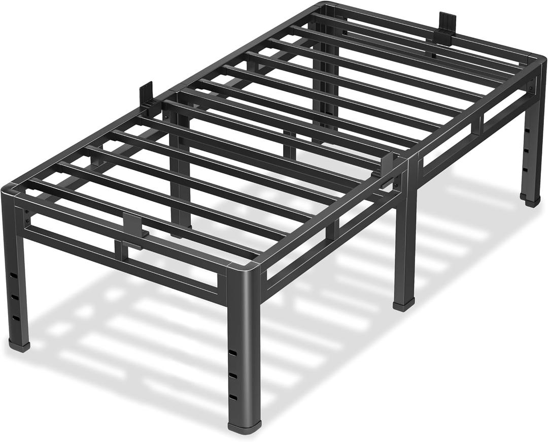 NKZ Twin Size Metal Platform Bed Frame, 24 Inch Dual-Layer Heavy Duty Base
2-in-1 Base, 4000LBS Load Capacity, Noise-Free, Round Corner Legs, 4 Mattress Stoppers, Easy Assembly, No Box Spring need