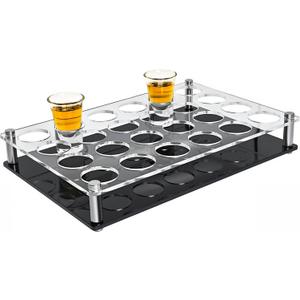 24 Shot Glass Holder Acrylic Shot Glass Tray Holders Clear Organizer Cup Serving Tray Cups Display Accessories for Party, Bar, Club,Hole: 1.5 Inch (11.8" x 7.9" x 2")