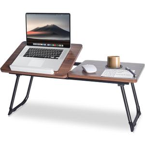 28.6" Foldable & Adjustable Laptop Bed Tray Table - Extra Large Portable Lap Desk with Phone Holder & Cup Holder, Lightweight & Sturdy for Working, Eating, Reading, Writing in Bed, Couch, Floor