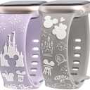 2 Packs Cartoon 3D Raised Band Compatible with Apple Watch Band 49/46/45/44/42/41/40/38mm Women Two-Tone Cute Soft Silicone Sport Strap for iWatch SE Series 10/9/8/7/6/5/4/3/2/1/Ultra(1/2) (Lavender White/Grey White)