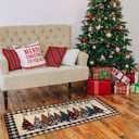 Buffalo Plaid Christmas Tree Merry Christmas Kitchen Mats Set of 2, Xmas Winter Home Decor Low-Profile Kitchen Rugs for Floor,Christmas Kitchen Mats for Floor 17x30+ 17x47 Inch (Linen-black)