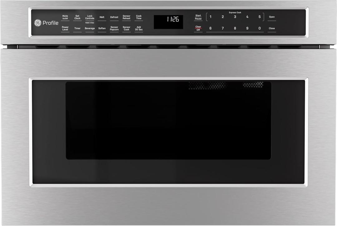GE Profile PWL1126SWSS 1.2 Cu Ft Microwave Drawer, 1000W, Sensor Cooking, Easy-Glide Drawer, Touch Controls, Stainless Steel