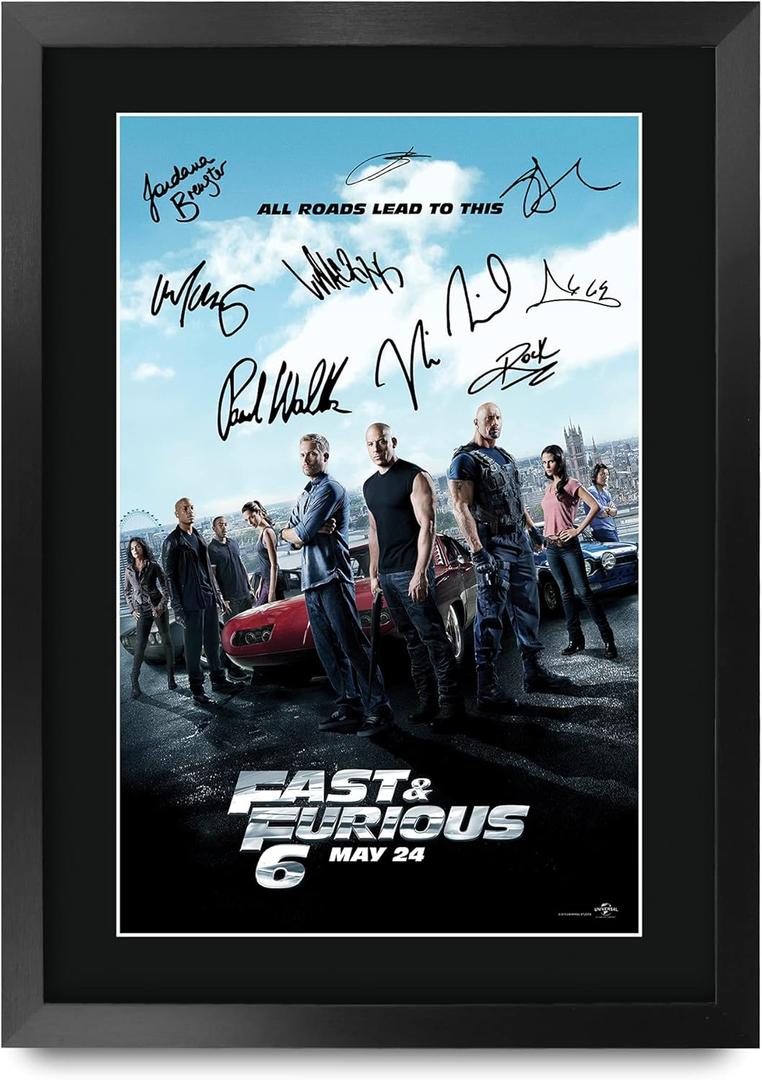 HWC Trading Fast & Furious 6 Vin Diesel 16 x 12 inch Gifts Printed Poster Signed Autograph Picture for Movie Memorabilia Fans - 16" x 12" Framed