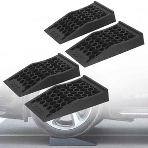 Low Profile Car Service Ramp with Anti-Slip Pads, 4 Pack for Oil Changes and Lift Vehicle Maintenance, Low-Chassis Racing Sports Car Tire Ramps for Jack Support (L17" (4 Pack))