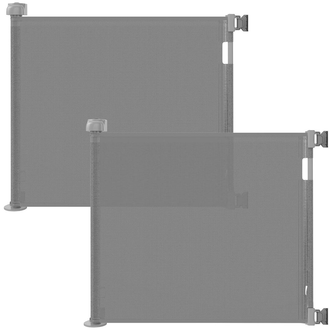 (2 Pack) Retractable Baby Gate for Doorways and Stairs, Mesh Safety Gate for Pet, Indoor & Outdoor Use, One-Hand Operation, Easy Installation, 33.6" Tall, Expands to 55" WideGrey,33.6"x55" (Gray)