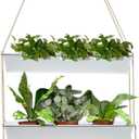 vensovo 16" Metal Wall Planter  3-Tier Black Galvanized Hanging Shelf for Indoor Outdoor Plants, Vertical Garden Wall Mount for Balcony, Kitchen, or Entryway Decor (White)