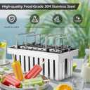 Dyna-Living Commercial Popsicle Molds 20PCS Flat Heads with Double-slot Stainless Steel Popsicle Molds Metal Ice Cream Popsicle Mold with Lid, Single Cup Capacity 85ml