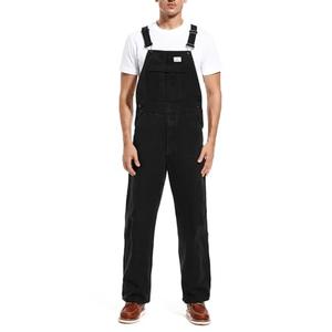 HISEA Men's Relaxed Fit Duck Bib Overall with Adjustable Straps and Convenient Tool Pockets Black 44W